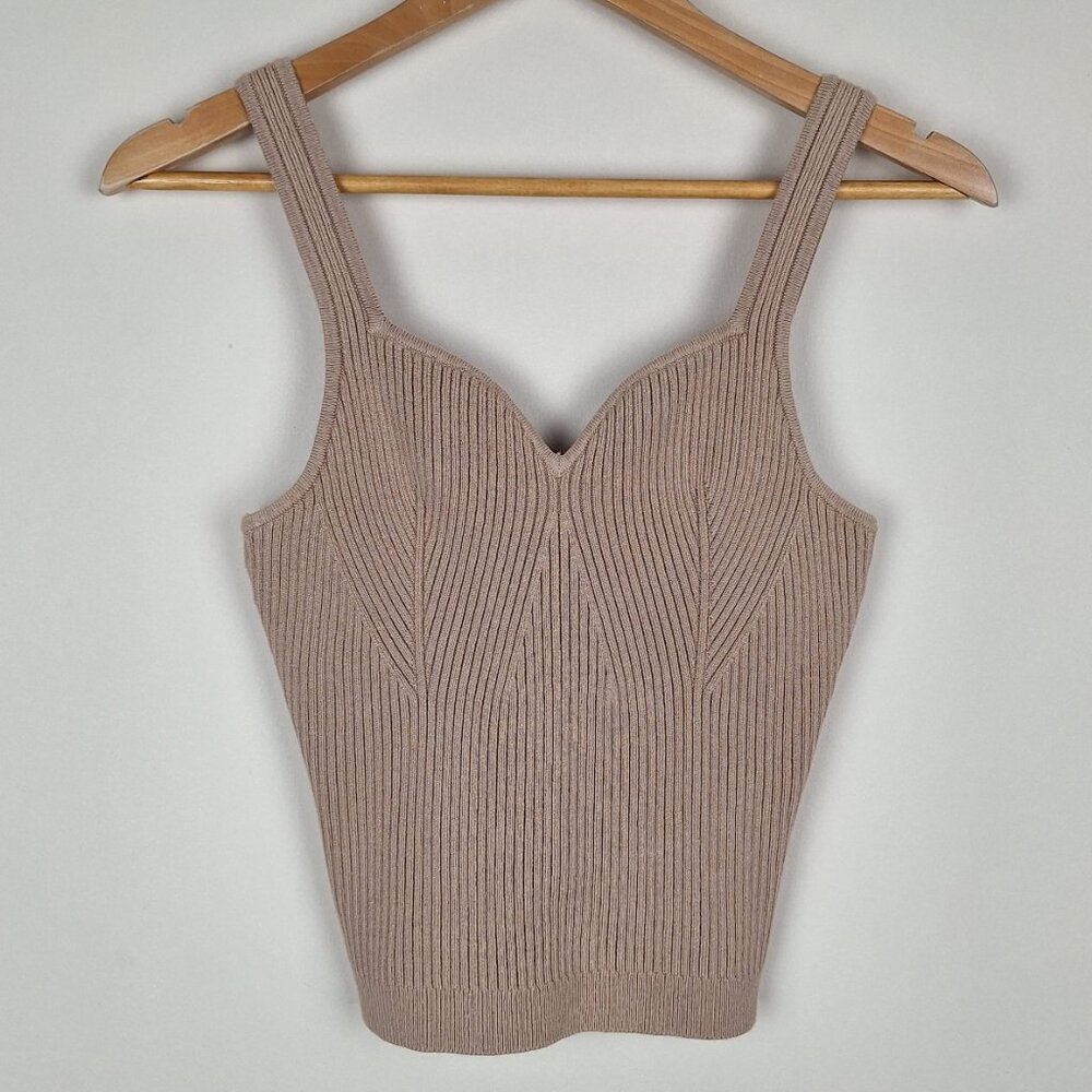 a&f Contour Sweetheart Ribbed Knit Tank Top, Size M.  Stretch Beach Coastal BOHO